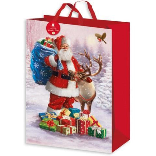 Traditional Santa Design Jumbo Pp Woven Christmas Gift Bag