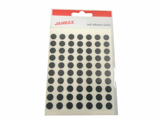 Pack of 560 Black 8mm Round Labels - Stickers