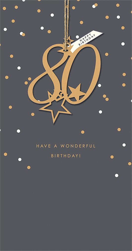 Gold Foil Stars with Keepsake 80th Birthday Card 
