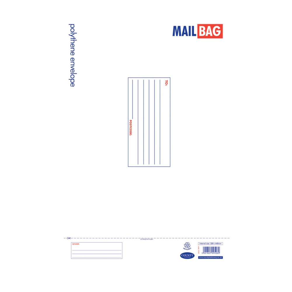 Pack of 25 Large Polythene Mail Bags 32 x 44cm