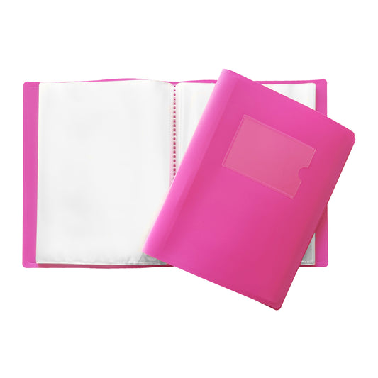 Pack of 5 A5 100 Pocket Pink Flexible Cover Display Books