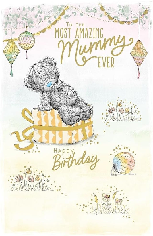 Bear Sitting On Gift Mummy Birthday Card