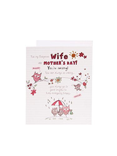 Gorgeous Wife On Mothers Day, Mother's Day Greetings Card 