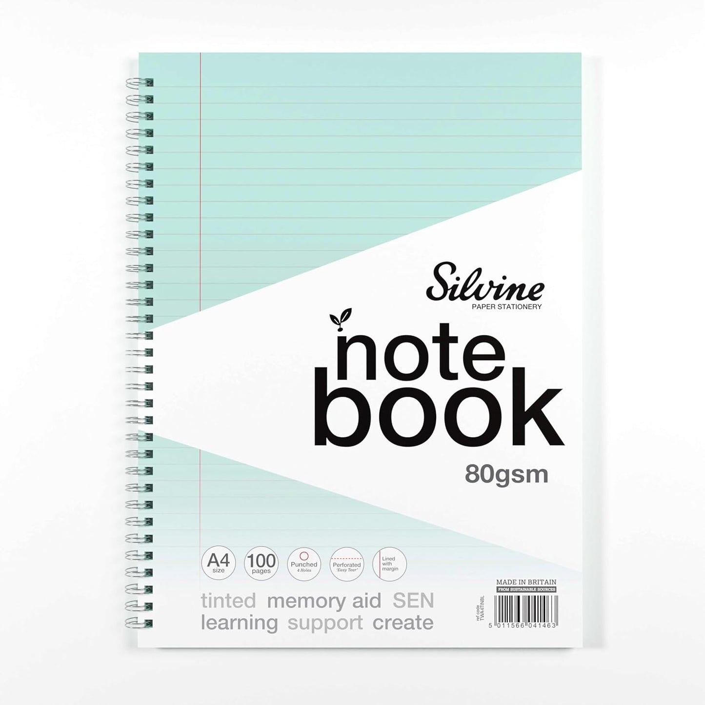 A4+ 100 Pages Twin Wire SEN Blue Paper Dyslexia Notebook - Lined with Margin