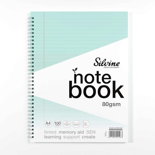 A4+ 100 Pages Twin Wire SEN Blue Paper Dyslexia Notebook - Lined with Margin
