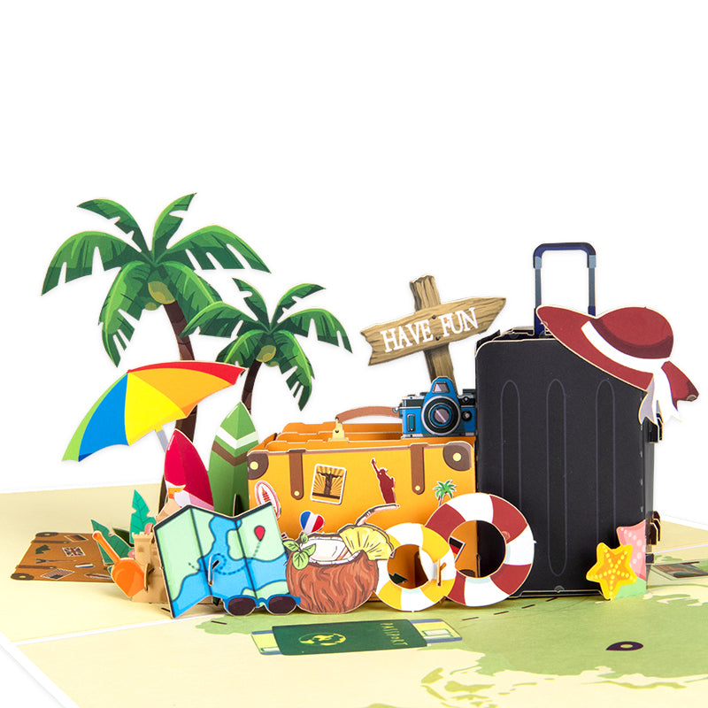 Vacation Mode Travel 3D Pop Up Greeting Card