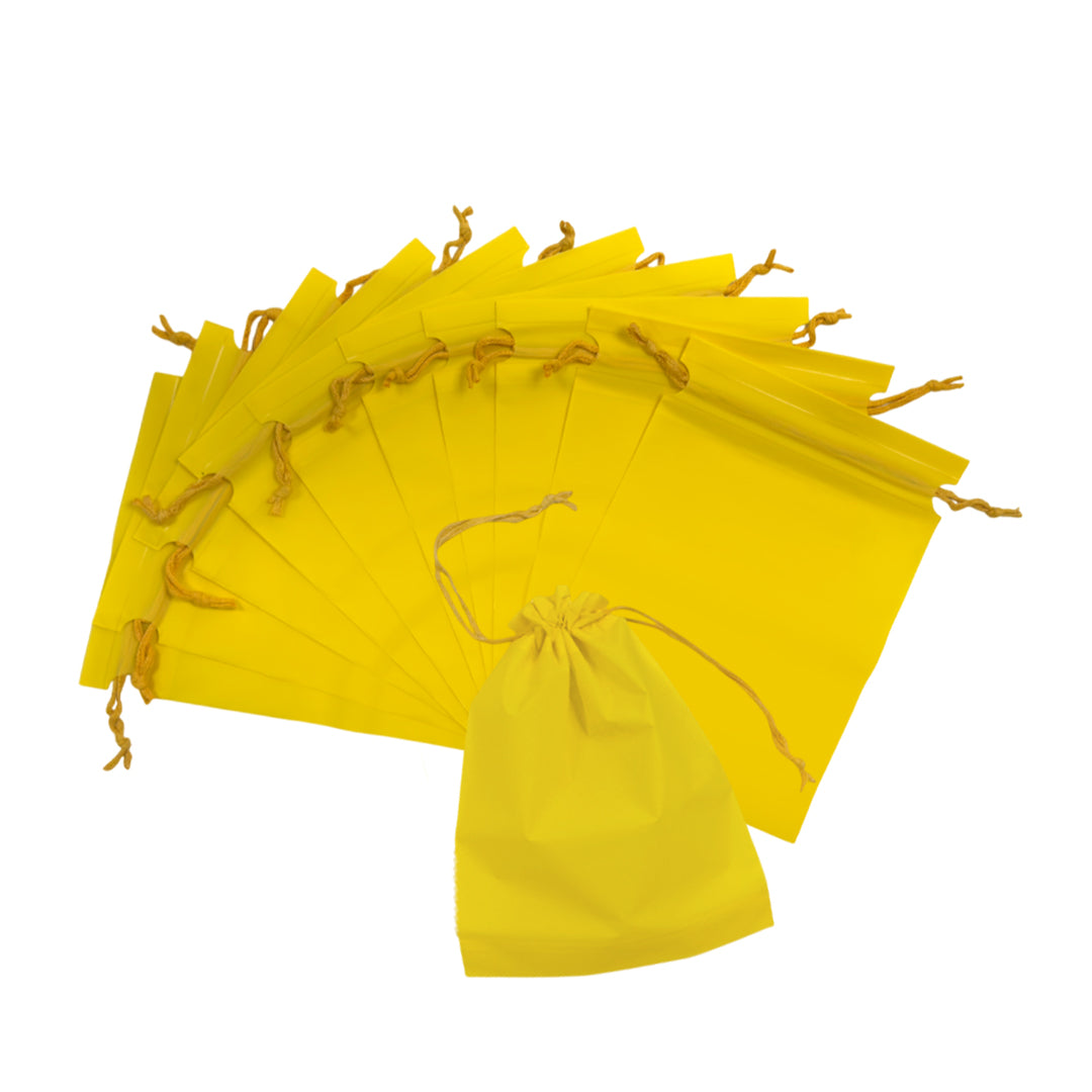 Pack of 50 Yellow Coloured 21x29cm PEVA Frosted Drawstring Bags