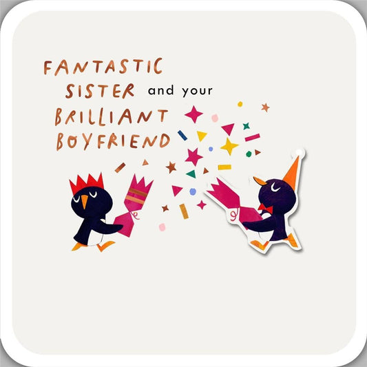 Fantastic Sister and Brilliant Boyfriend Christmas Card