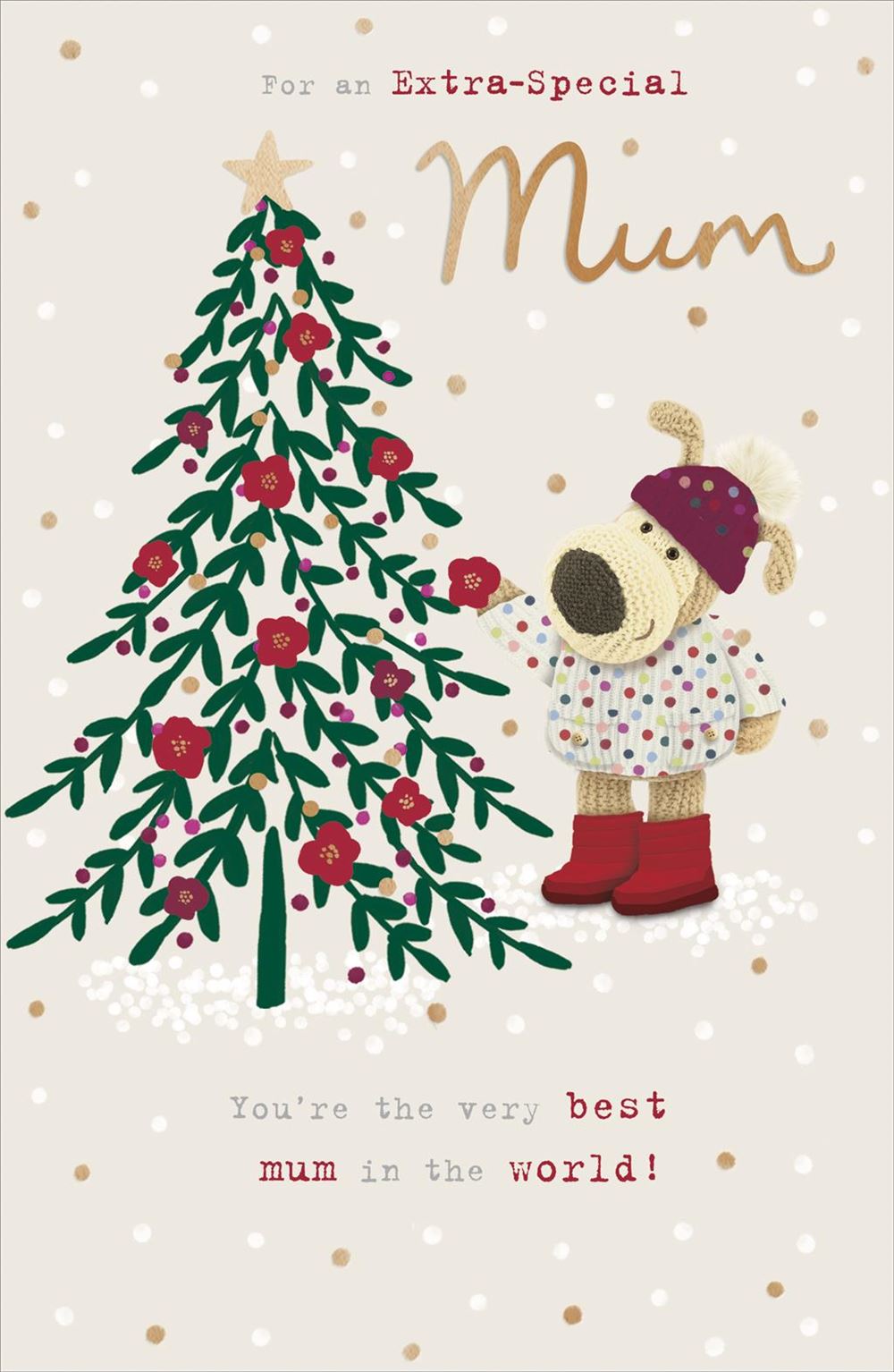 Boofle Near Xmas Tree Mum Christmas Card