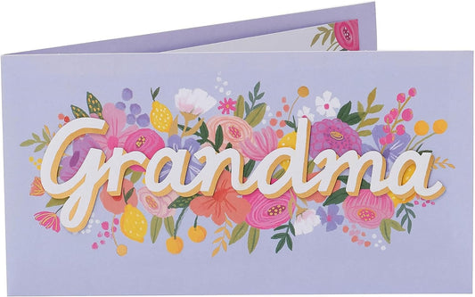 3D Flower & Bold Font Design Grandma Birthday Card