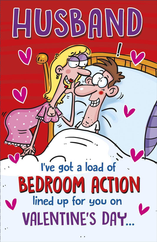 Husband Bedroom Action Humour Funny Valentine's Day Card