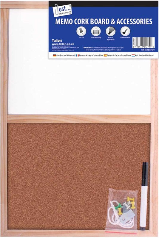 Split Cork/Dry Wipe Board 450 x 300mm