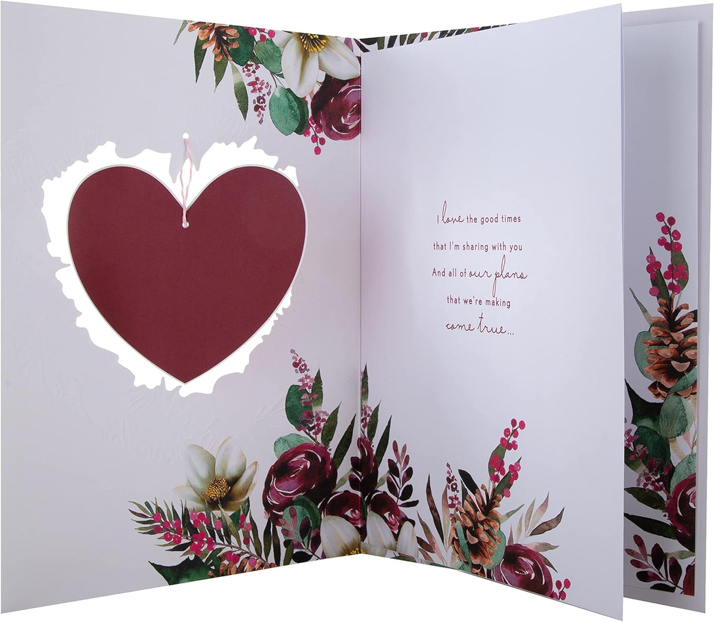 Floral Heart Design Fiancée Boxed Christmas Card