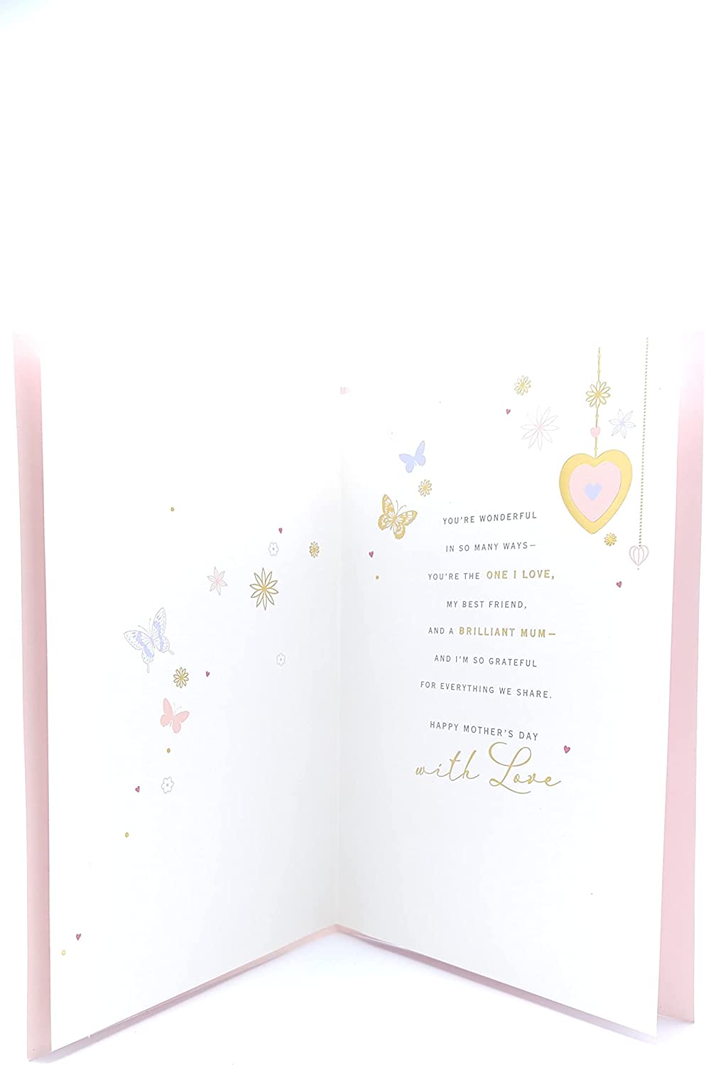 One I Love Ribbon And Gold Foil Finished Mother's Day Card