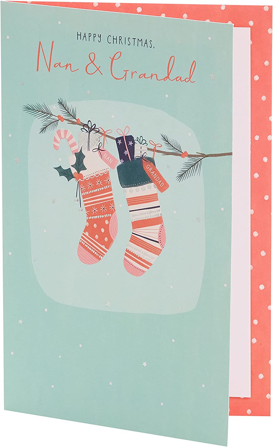 Nan & Grandad Christmas Card Cute Design with Christmas Stockings and Presents 