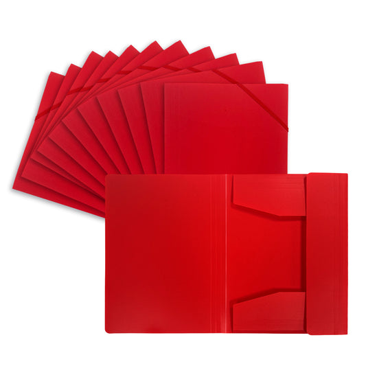 Pack of 120 A4 Red 3 Flap Folders with Elasticated Closure