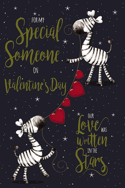 Valentine’s Day Card Someone Special Zebras With Love Hearts