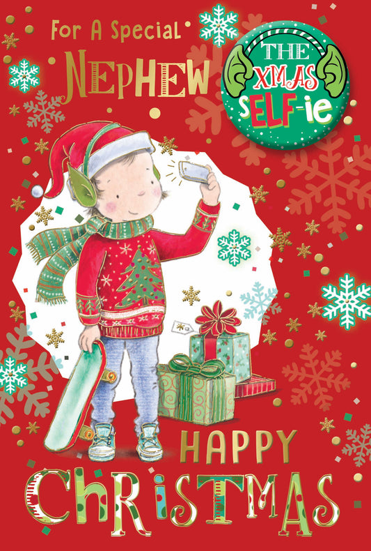 For a Special Nephew Selfie Design Christmas Card