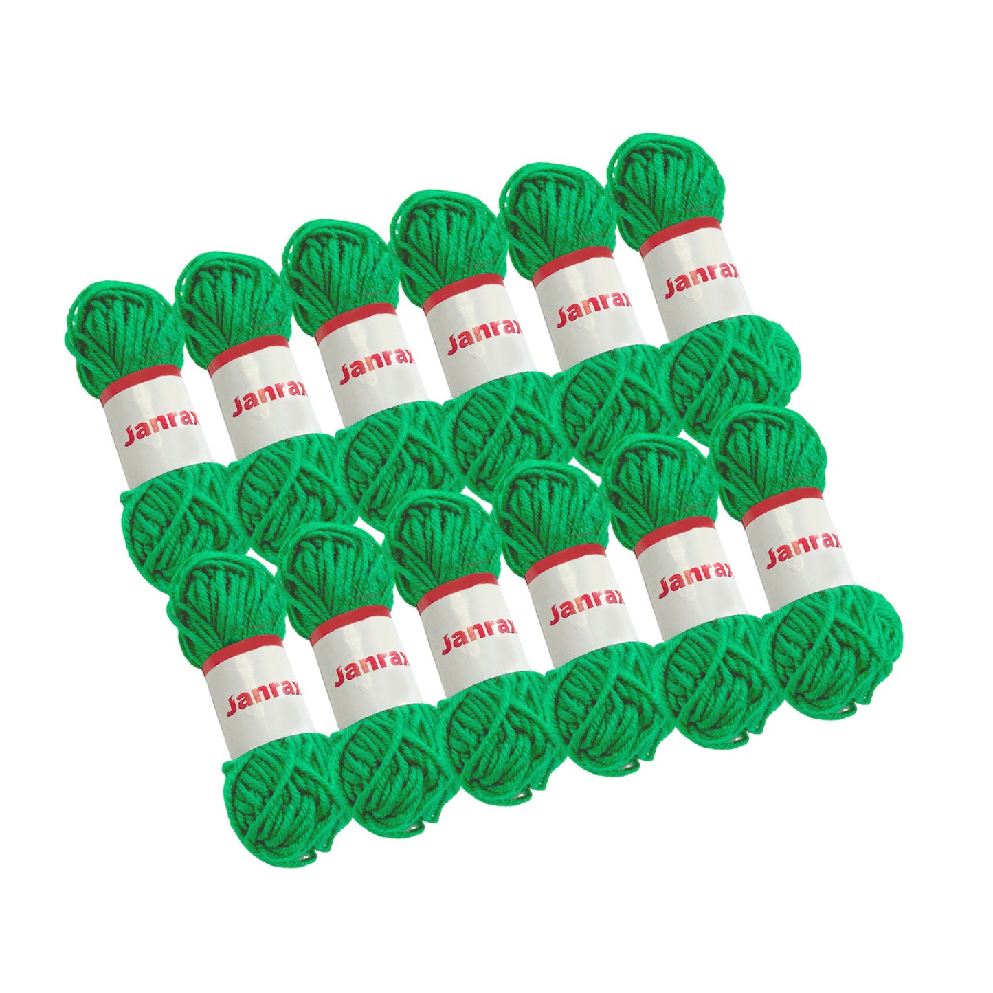 Pack of 5 Green Acrylic Yarn Rolls – 10g each, 4 Strand 8 Ply Knitting Wool