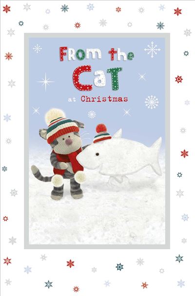 From The Cat Boofle With Snowy Fish Design Christmas Card 