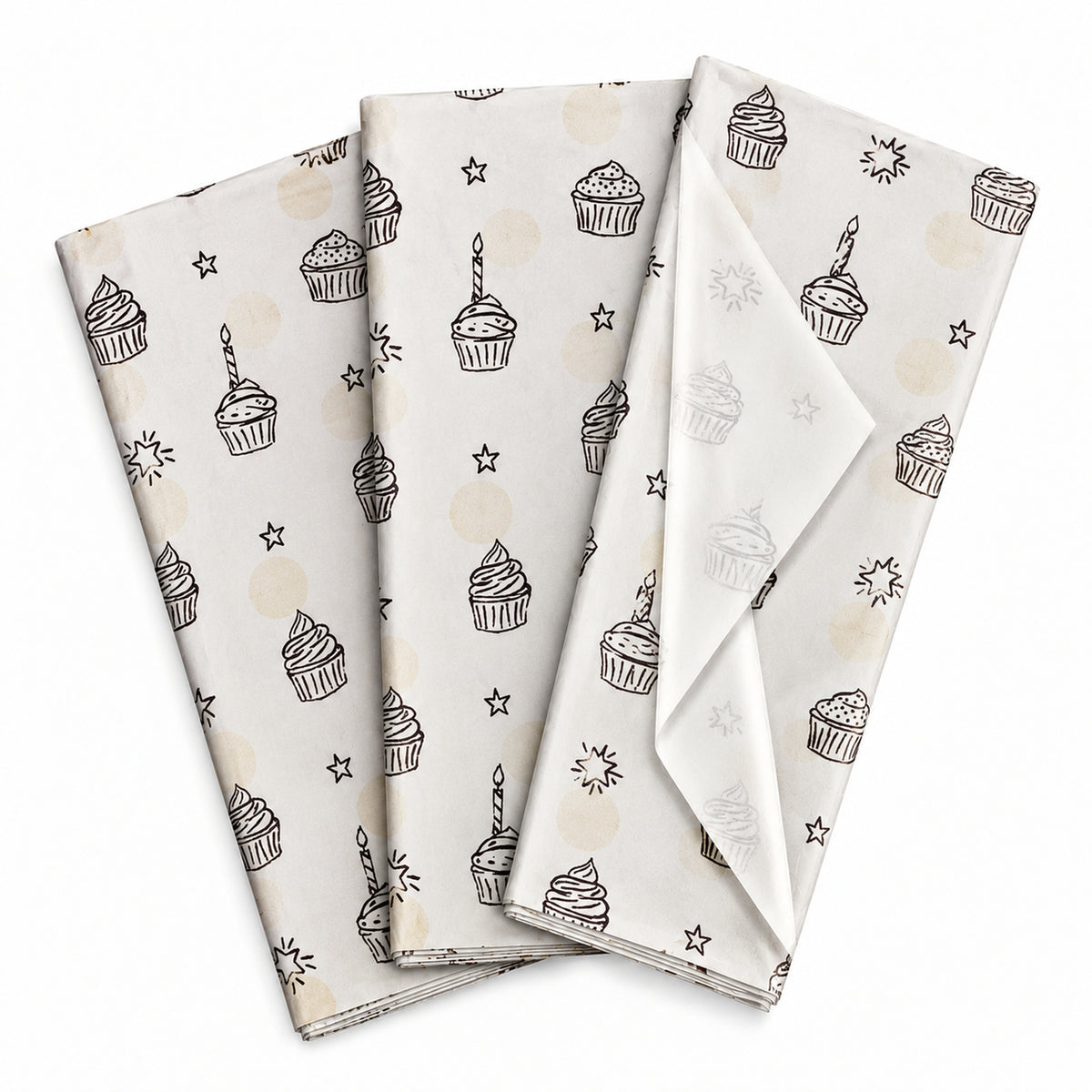 Pack of 5 Sweet Celebration Design 50 x 70 cm Luxury Silver Foil Tissue Sheets - Birthday, Cake