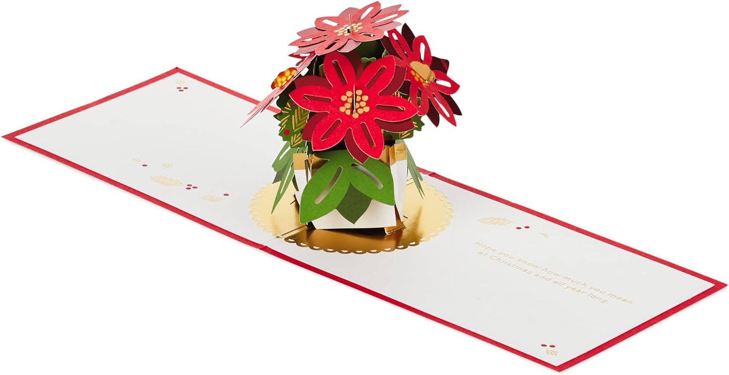 Poinsettia Flowers 3D and Pop Up Christmas Card