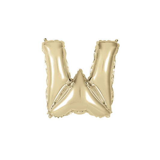 Gold Letter W Shaped Foil Balloon 14"