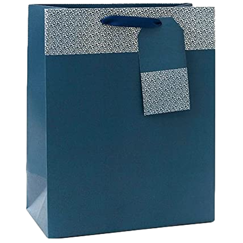Blue And Silver Foil Design Large Gift Bag Father's Day, Birthday, Or Christmas Any Time For Him