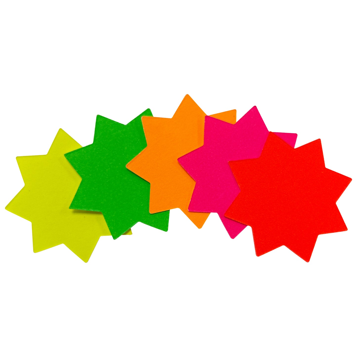 Pack of 100 Assorted Coloured Neon Fluorescent Stars 42mm
