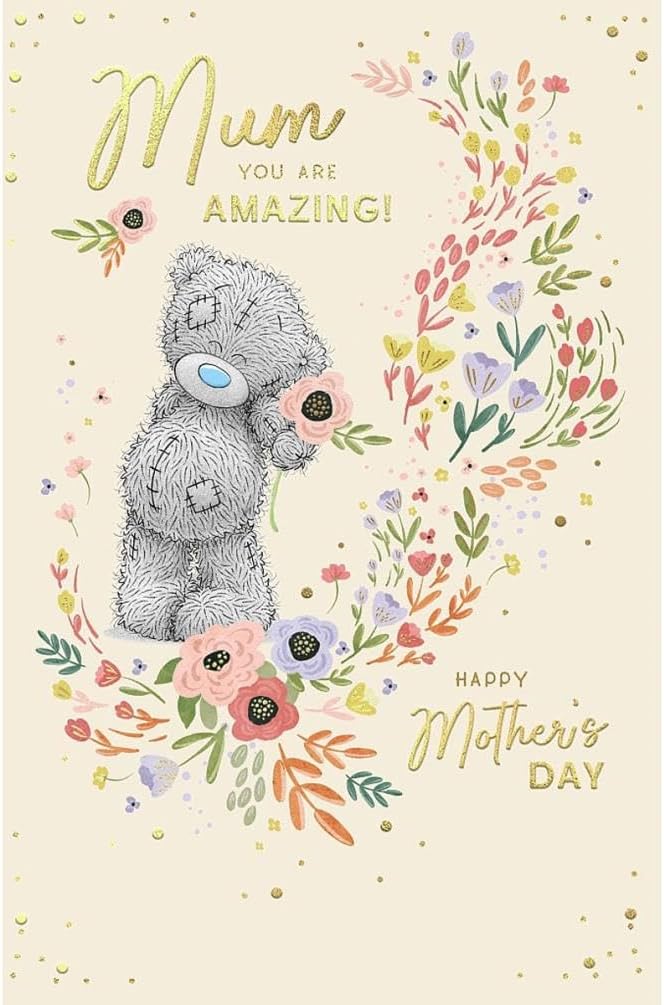 Bear Holding Flower Amazing Mum Mother's Day Card