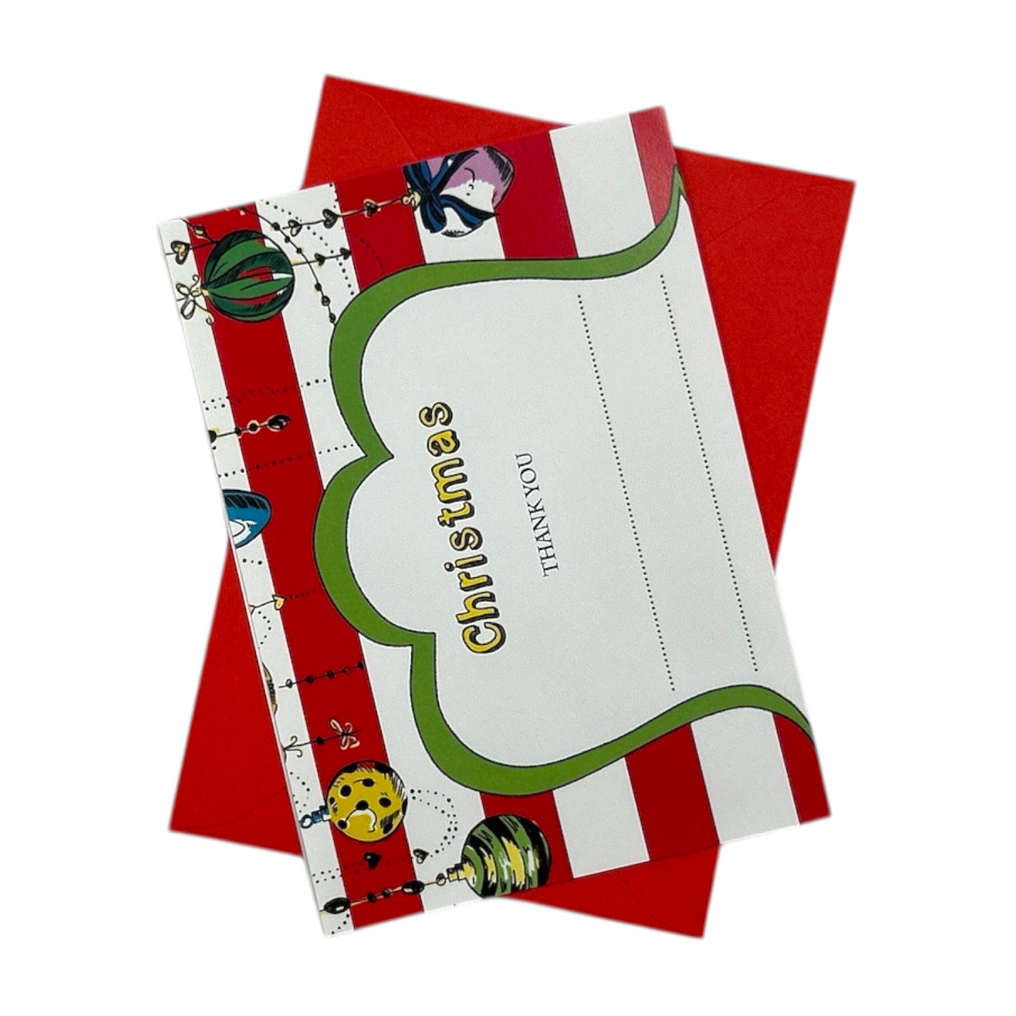 Pack of 20 Christmas Baubles Thank You Sheets With Envelopes