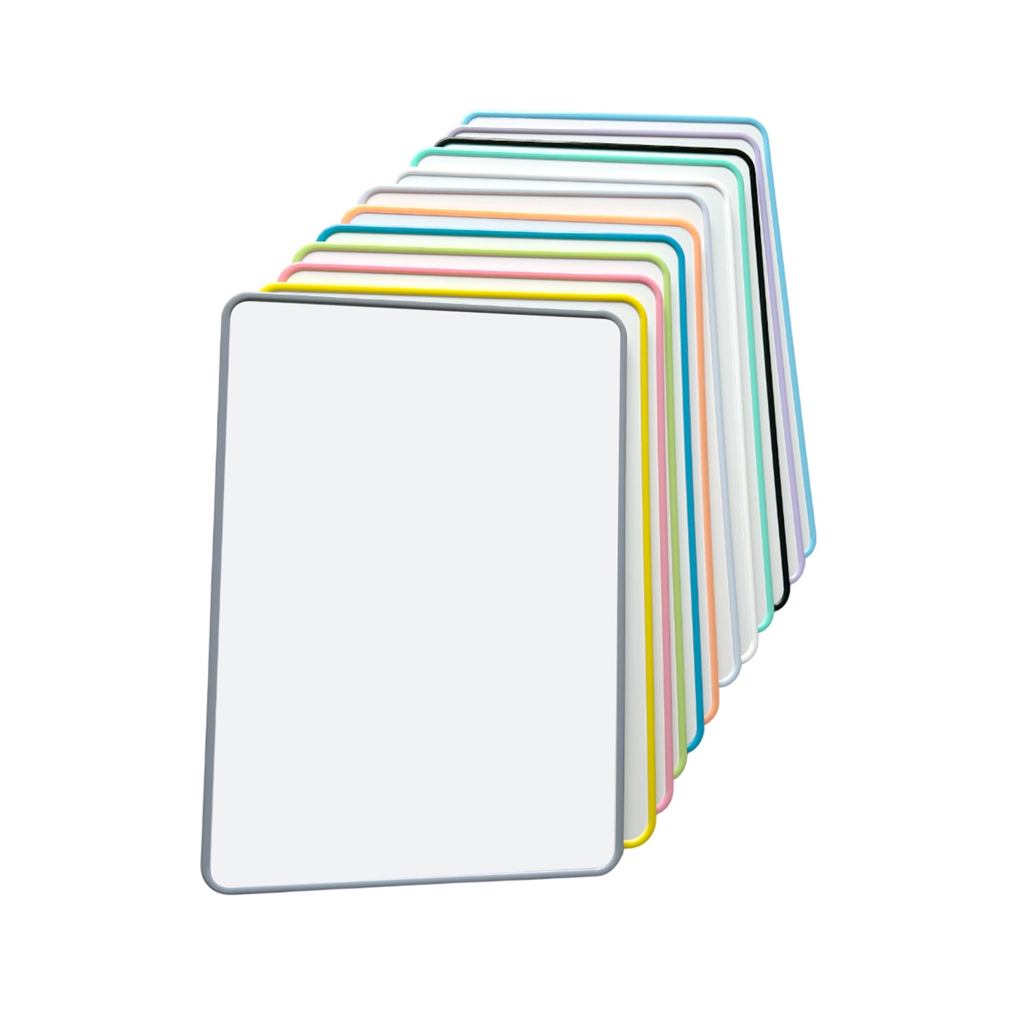 Pack of 12 A4 Double Sided Magnetic Whiteboards – Assorted Border Colours, MDF, 210x297mm