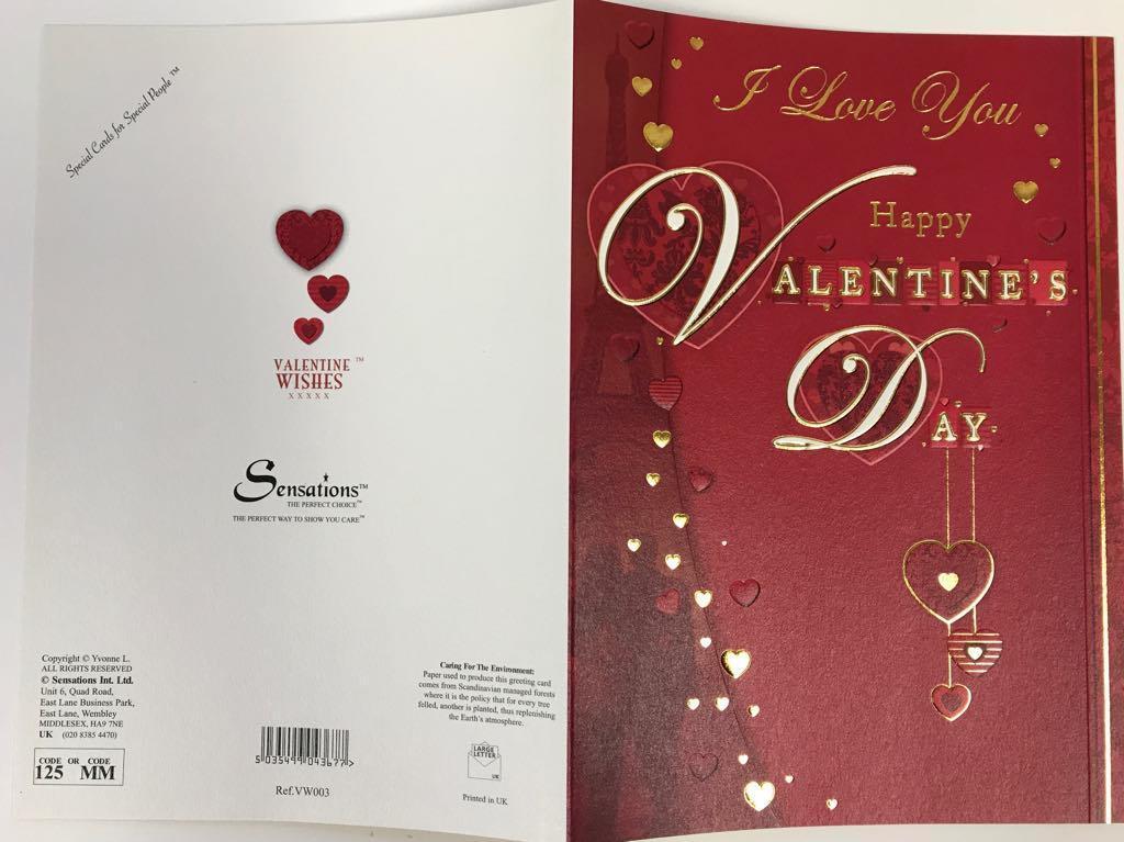 I Love you Happy Valentine's Day Sentimental Verse Greetings card