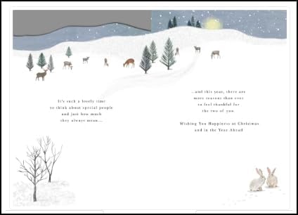 Die-Cut Illustrated Winter Scene Design For A Special Couple Christmas Card