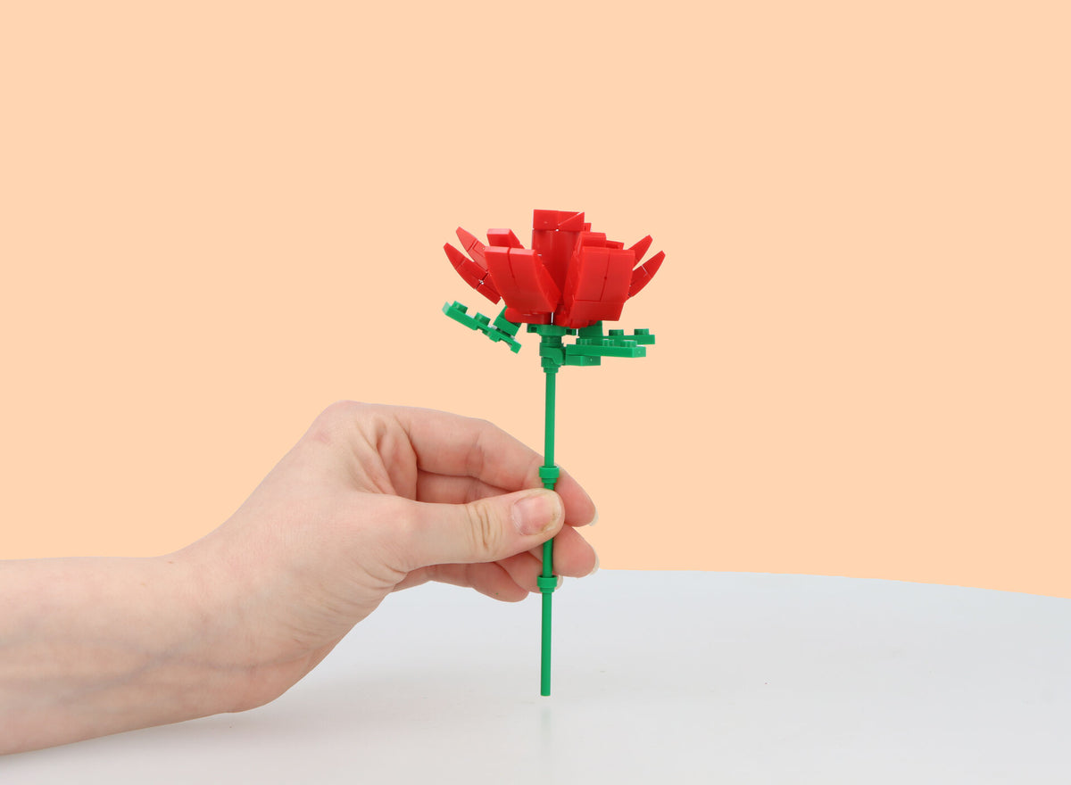 Pack of 6 Flower Lego Block Kit - Creative Construction Toys Party Favours Stocking Fillers