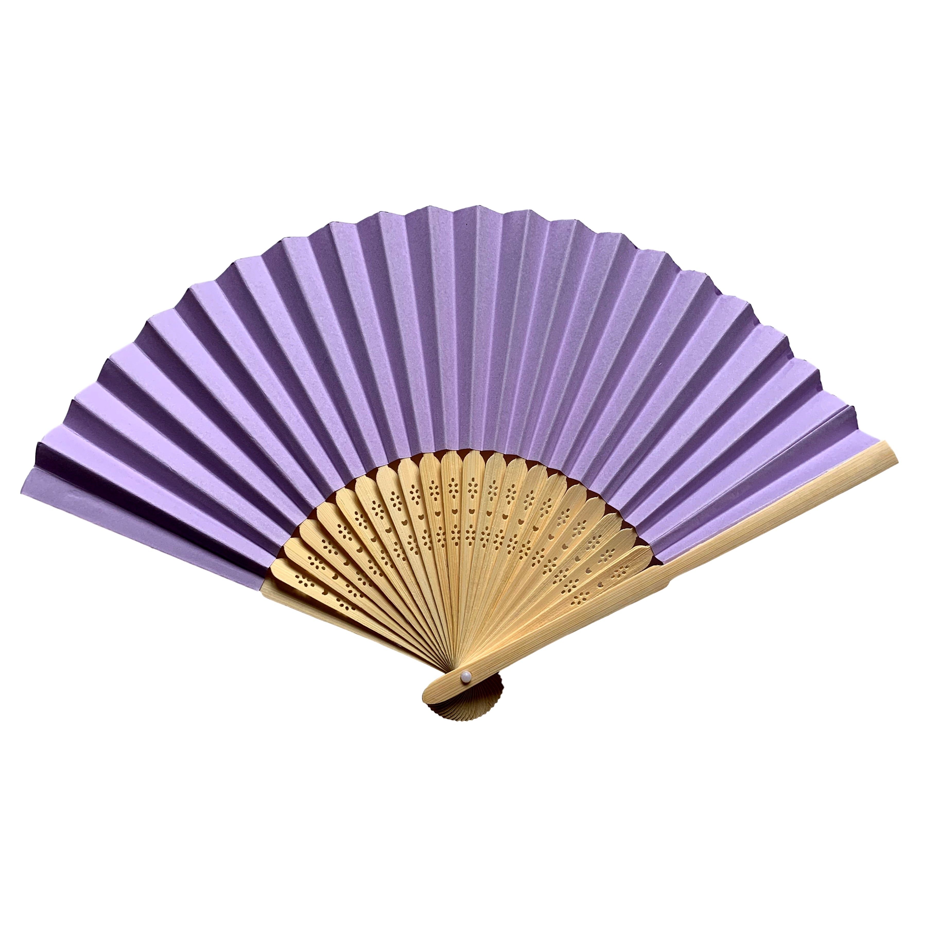 Pastel Purple Paper Hand Held Bamboo and Wooden Fan– Shop Inc