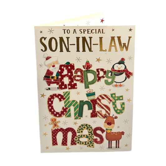 For Son In Law Festive Lettering & Icons Christmas Card