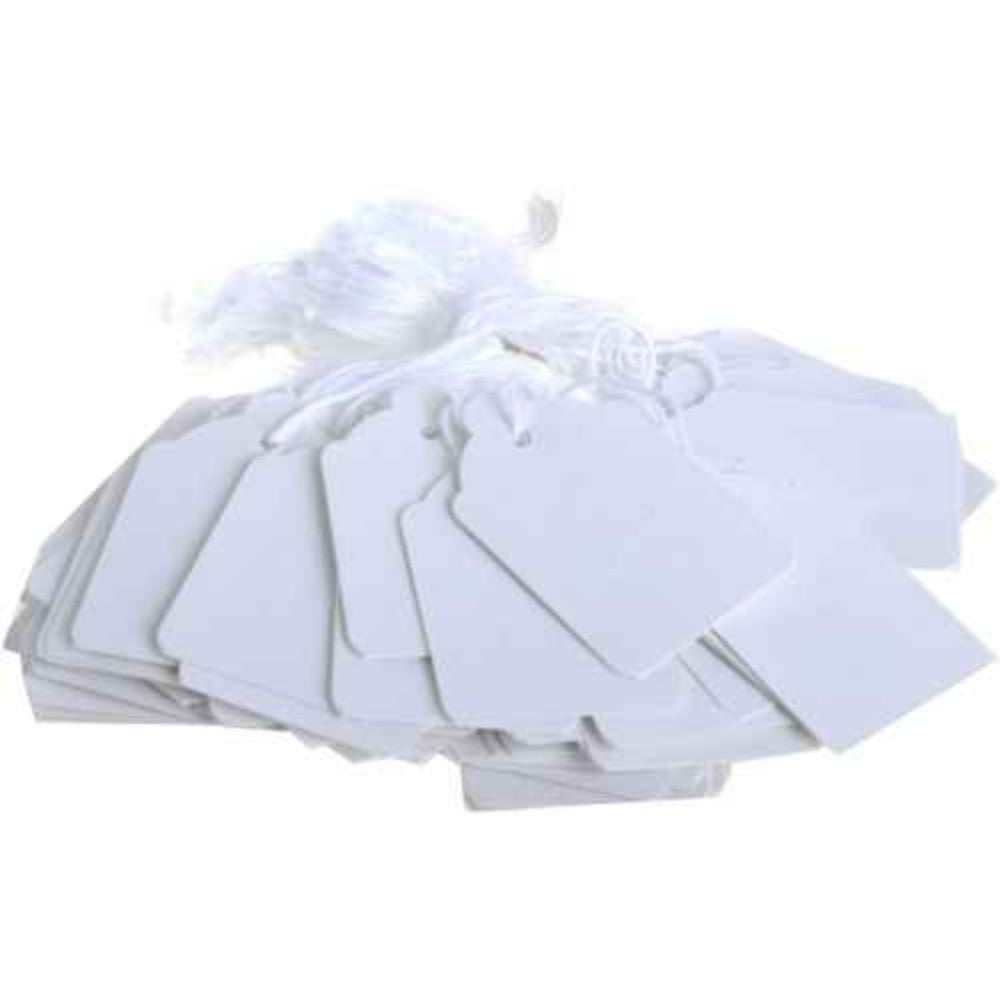 Box of 1000 44mm x 29mm White Strung Ticket Tag Labels