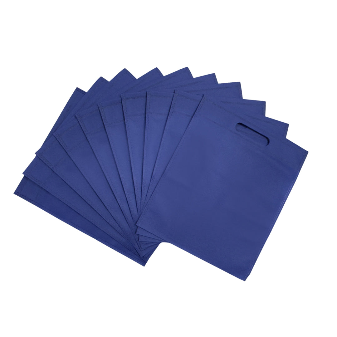Pack of 100 Blue Coloured 30x25cm Non-Woven Patch Handle Bags– Shop Inc