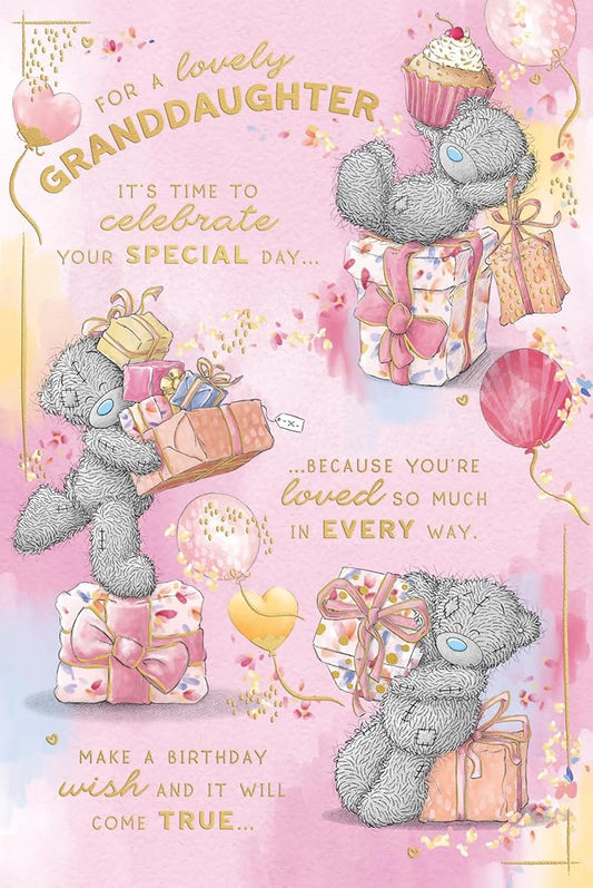 Bear With Presents Lovely Granddaughter Birthday Card