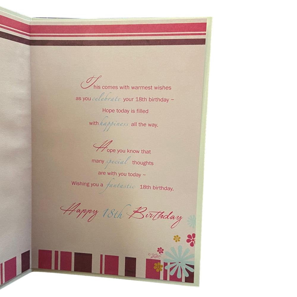 Lovely Verse With Beautiful Pink Dress 18th Birthday Card