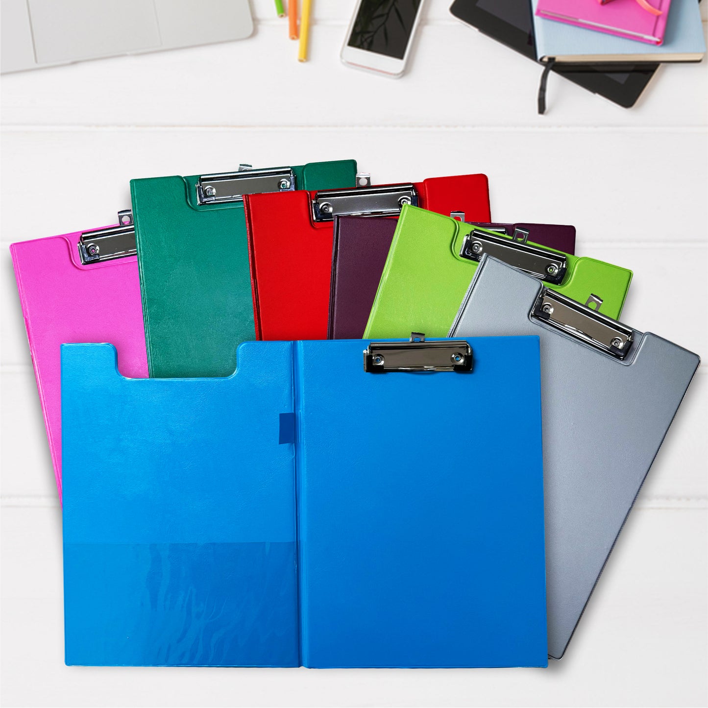 Pack of 12 A4 Blue Foldover Clipboards