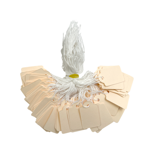 Pack of 100 Medium Ivory Strung Tags 25 x 39mm