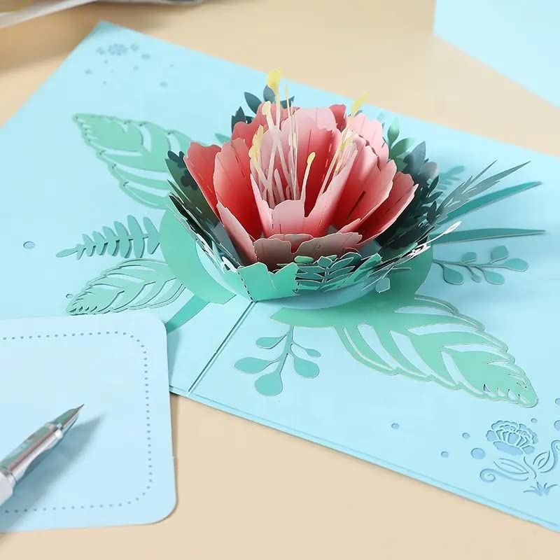 Blushing Peony Bloom 3D Pop Up Greeting Card