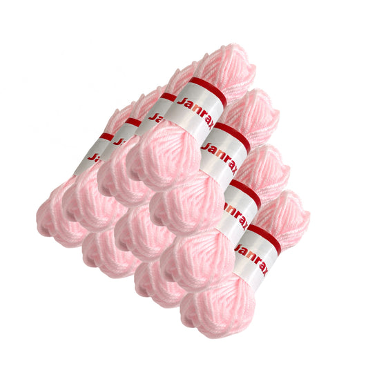 Pack of 20 Pastel Pink Acrylic Yarn Rolls – 10g each, 4 Strand 8 Ply Knitting Wool