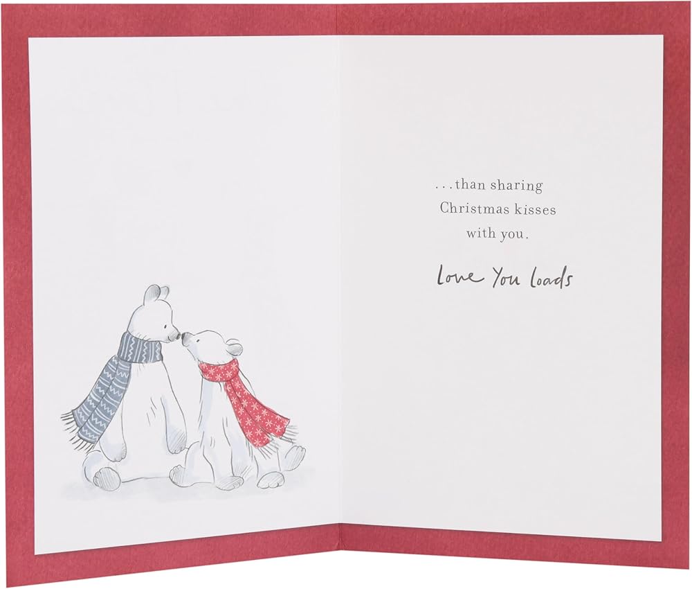 Bears Kissing One I Love Christmas Card