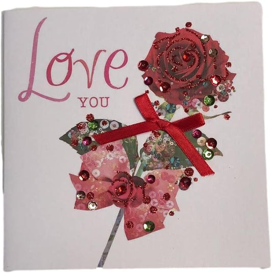 Love You Luxury Rose Hand Finished Valentine's Day Card