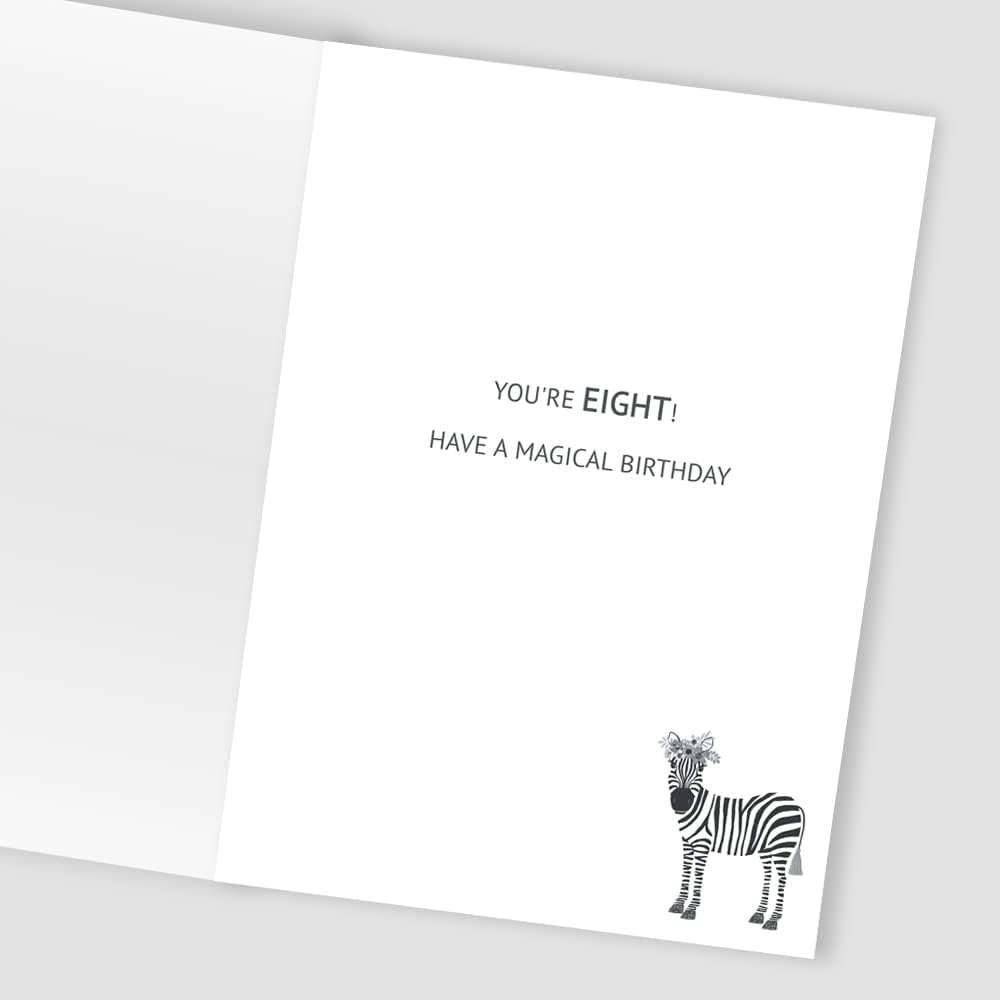 Zebra Embellished Girls 8th Birthday Card