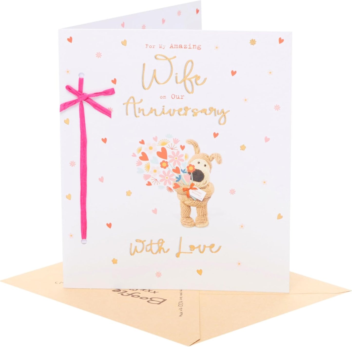 Boofle Holding A Bouquet Wife Wedding Anniversary Card