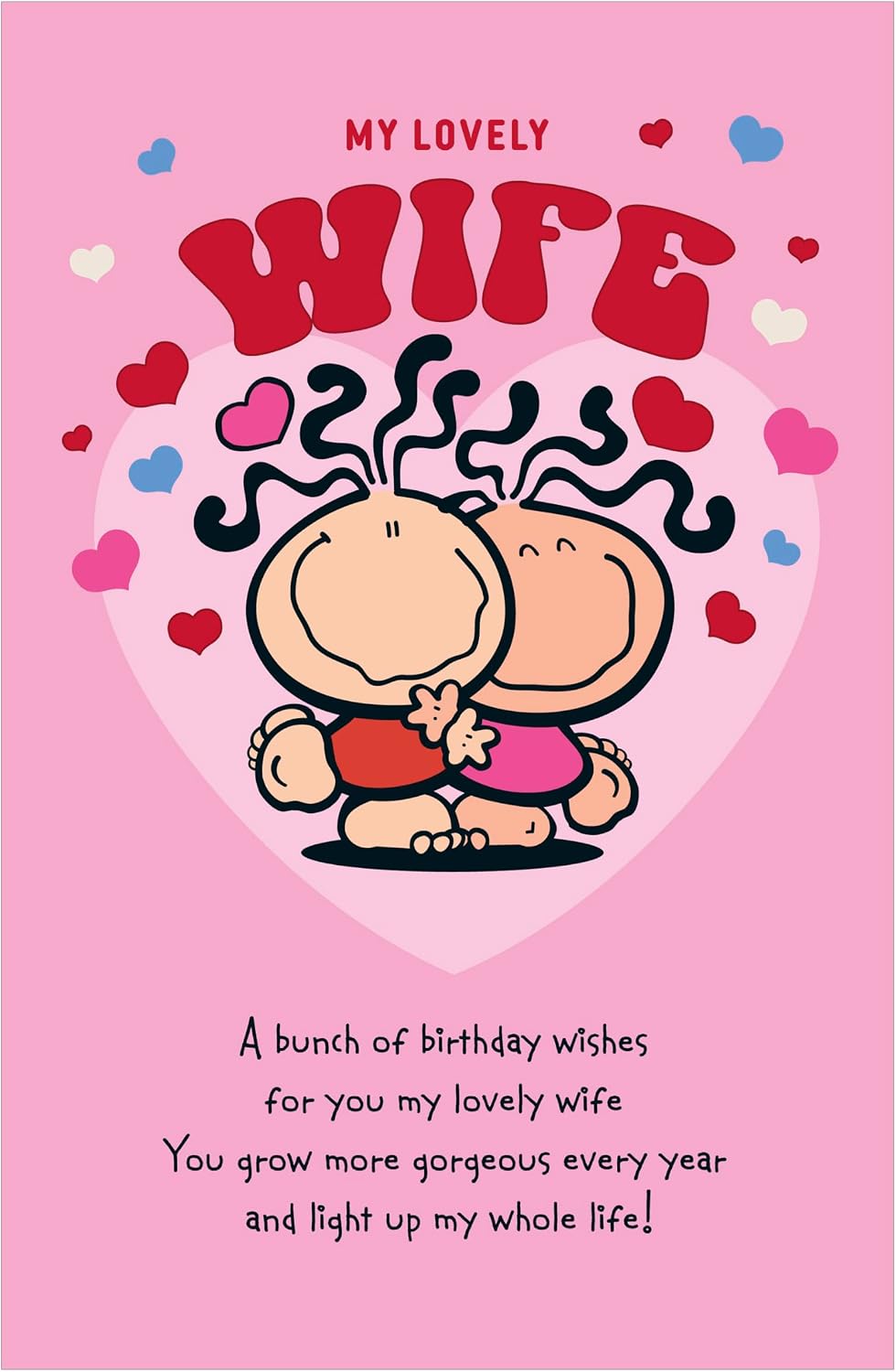 Couple Characters Hugging Design Wife Birthday Card